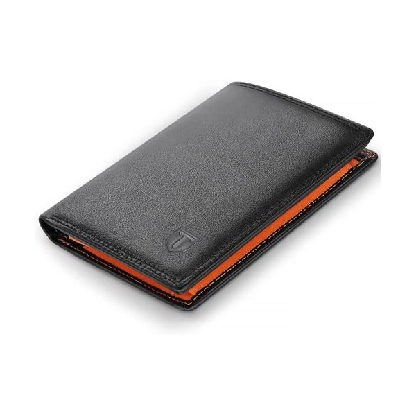 TEEHON Portefeuille Homme en Cuir Véritable Porte-Monnaie avec Blocage RFID/NFC 13 Porte Carte Crédit, 2 Compartiment à Bille