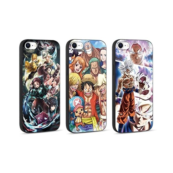 3 Pièces Coque pour iPhone 8/iPhone 7 iPhone SE 2022/2020 4.7 Anime Cute Fine Dessin et Luffy Gear 5 Nika Zoro et Demon Sla