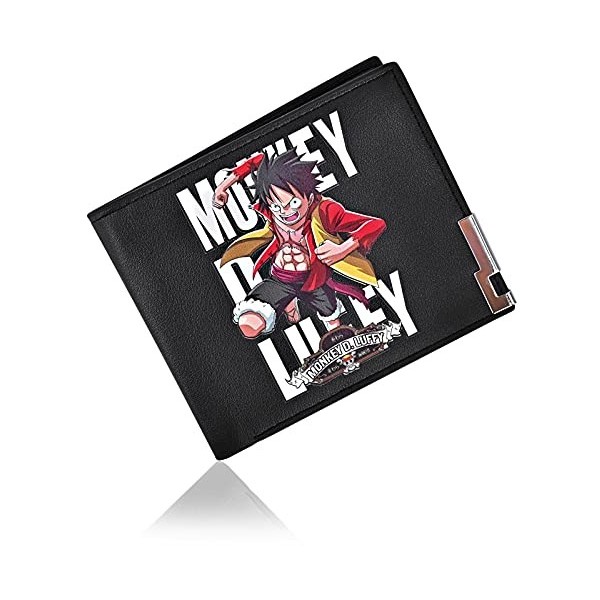 Roffatide Anime One Piece Monkey D. Luffy Chapeau De Paille Pirates Portefeuilles en Cuir Artificiel Mince Bi-Fold Portefeuil
