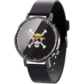 Anime ? One Piece Series ? Étanche Analogique Quartz Montre en Acier Inoxydable Bracelet en Cuir Montre Mode Montre Unisexe G