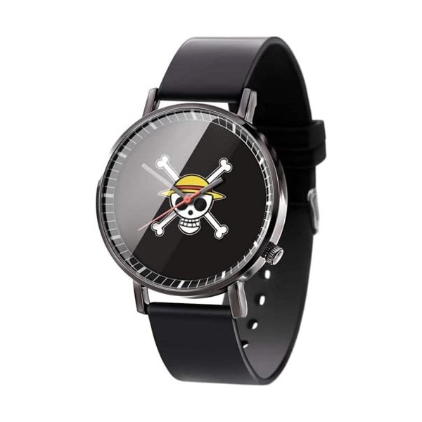 Anime ? One Piece Series ? Étanche Analogique Quartz Montre en Acier Inoxydable Bracelet en Cuir Montre Mode Montre Unisexe G