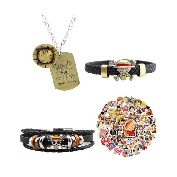 Ubephant Bracelet One Piece, One Piece Merch 53Pcs, One Piece Cadeaux, One Piece Collier, One Piece Autocollant, One Piece Bi