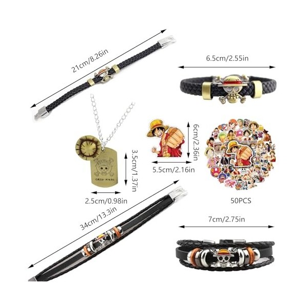 Ubephant Bracelet One Piece, One Piece Merch 53Pcs, One Piece Cadeaux, One Piece Collier, One Piece Autocollant, One Piece Bi