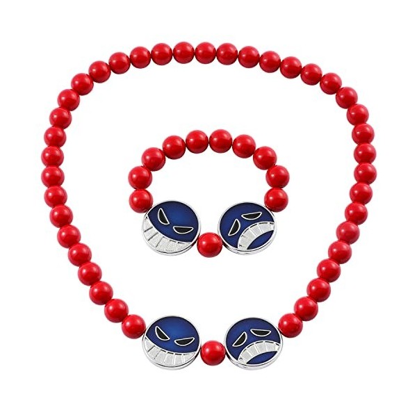 BSNRDX Animé Accessoires de Pendentif 2 PCS One Piece Barbe Blanche Firefist Ace Animation Collier Bracelet Ensemble danneau