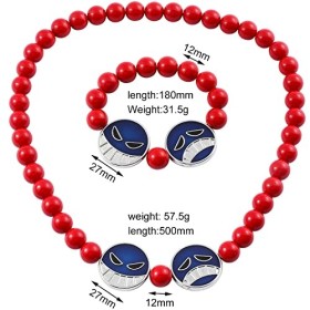 BSNRDX Animé Accessoires de Pendentif 2 PCS One Piece Barbe Blanche Firefist Ace Animation Collier Bracelet Ensemble danneau