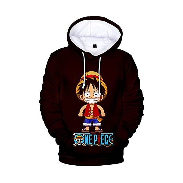 YIMIAO Garçon Fille One Piece Sweat à Capuche Impression 3D Couleur Pull Homme Japonais Luffy Ace Hoodie Pullover L 