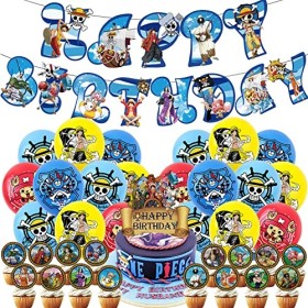 FYDZBSL One Piece Ballons Party Decorations Fournitures Thème Bannières et Gâteaux Toppers pour Les Fournitures de Fête des E
