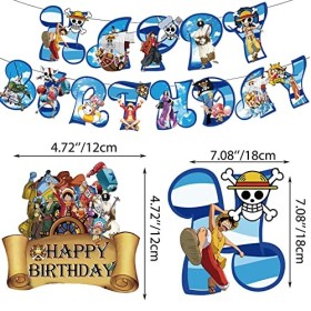 FYDZBSL One Piece Ballons Party Decorations Fournitures Thème Bannières et Gâteaux Toppers pour Les Fournitures de Fête des E