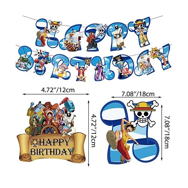 FYDZBSL One Piece Ballons Party Decorations Fournitures Thème Bannières et Gâteaux Toppers pour Les Fournitures de Fête des E