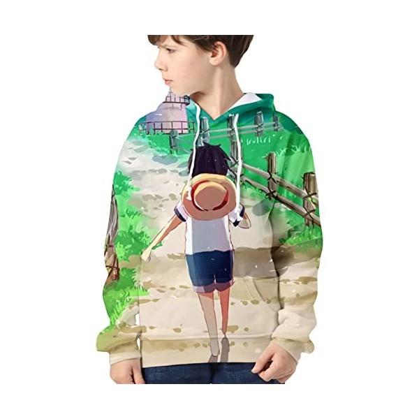 YIMIAO Enfants Sweat à Capuche One Piece Impression en 3D Pull Japonais Animé Manches Longues Hoodie Luffy Ace Pullover Garço