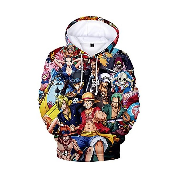 YIMIAO Enfants Sweat à Capuche One Piece Impression en 3D Pull Japonais Animé Manches Longues Hoodie Luffy Ace Pullover Garço