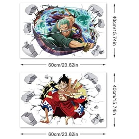 One Piece Muraux Autocollants, 3D Effect Autocollants, One Piece Autocollant Mural 3D Décoratif Enfants Mural Sticker Créatif