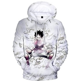 YIMIAO Femmes Hommes 3D One Piece Japonais Anime Sweats à Capuche Unisex Pullover Ace Luffy Sweatshirt Hoodie L 