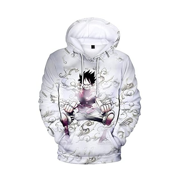 YIMIAO Femmes Hommes 3D One Piece Japonais Anime Sweats à Capuche Unisex Pullover Ace Luffy Sweatshirt Hoodie L 