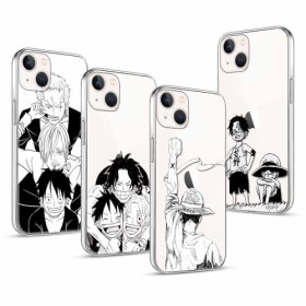 PBNDJVG 4 Pièces Coque pour Apple iPhone 13 6.1, Animé Luffy Zoro Gear 5 Sun God Nika avec Transparent Protection Etui Hous
