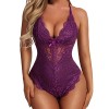 Aranmei Femmes Sexy Snap Crotch Body One Piece Dentelle Babydoll Lingerie Teddy Noir XL