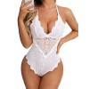 Aranmei Femmes Sexy Snap Crotch Body One Piece Dentelle Babydoll Lingerie Teddy Noir XL