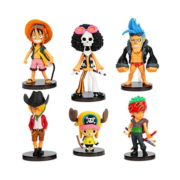 IFHDO Décoration de Gâteau Mini Poupée, 6 pièces One Piece Doll Figurines, One Piece Mini Figurine, Ensemble de Mini Figurine