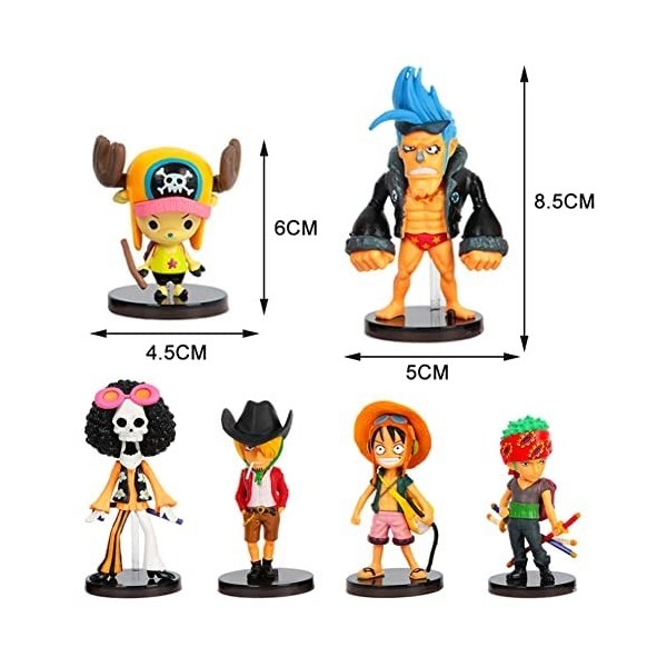 IFHDO Décoration de Gâteau Mini Poupée, 6 pièces One Piece Doll Figurines, One Piece Mini Figurine, Ensemble de Mini Figurine