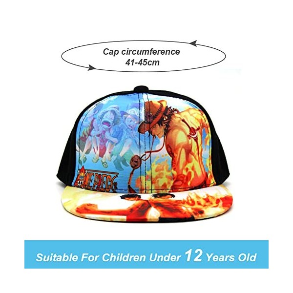 Casquette Enfant Garcon, One Piece Casquette Baseball Casquettes Réglable Baseball Casquette avec Motif Dessin Animé pour Spo