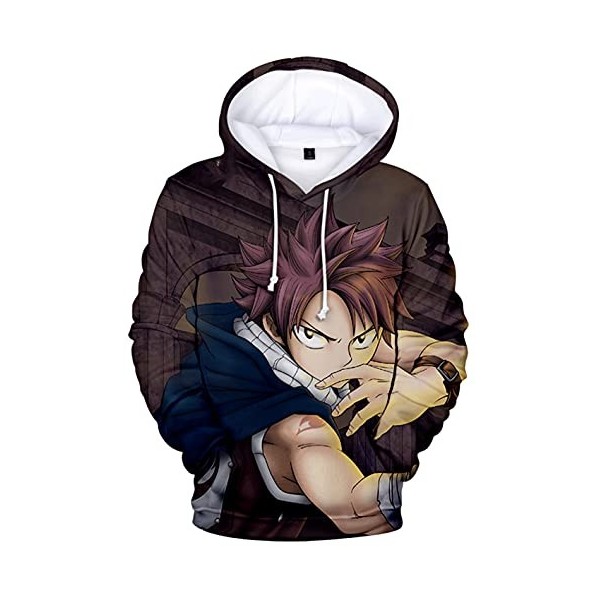 YIMIAO Enfants Impression en 3D Sweat à Capuche Fairy Tail Pullover Japonais Animé Cosplay Gray Natsu Manches Longues Sweat-S