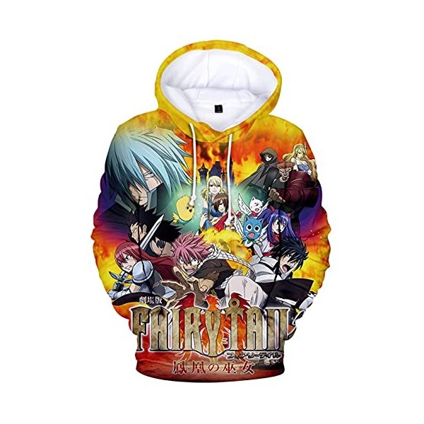 YIMIAO Enfants Impression en 3D Sweat à Capuche Fairy Tail Pullover Japonais Animé Cosplay Gray Natsu Manches Longues Sweat-S