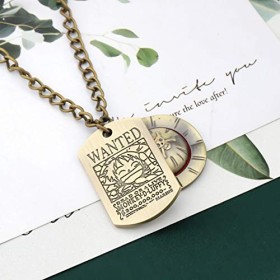 FAADBUK Anime Jewelry Collier avec chapeau de paille en bronze Porte-clés pour fans de cosplay Chaîne de chapeau Luffy, Métal