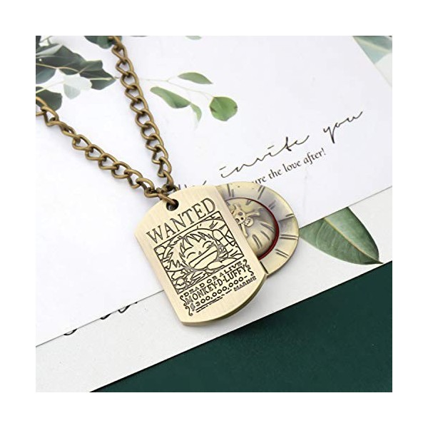 FAADBUK Anime Jewelry Collier avec chapeau de paille en bronze Porte-clés pour fans de cosplay Chaîne de chapeau Luffy, Métal