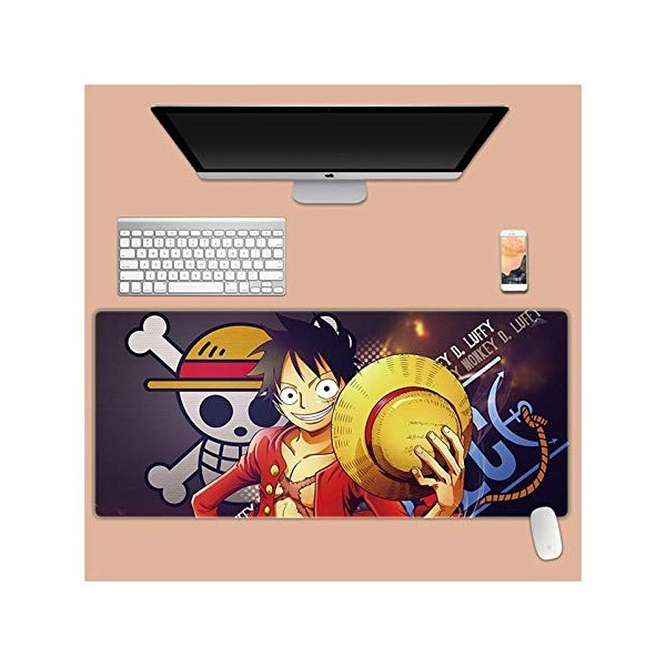 One Piece Tapis de Souris XL 900x400mm Hydrorésistant Anime Mouse Pad Grand Tapis de Souris Gamer avec Base en Caoutchouc Ant