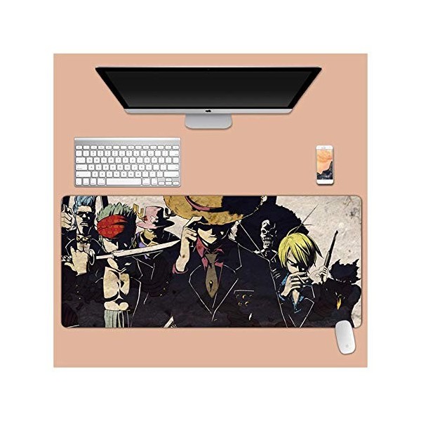 One Piece Tapis de Souris XL 900x400mm Hydrorésistant Anime Mouse Pad Grand Tapis de Souris Gamer avec Base en Caoutchouc Ant