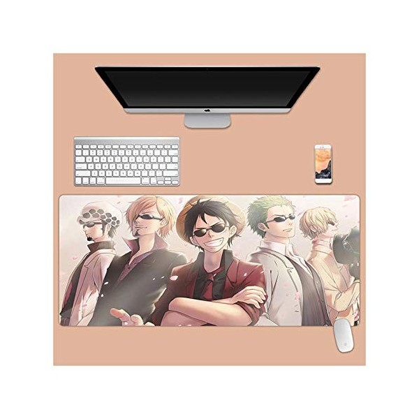 One Piece Tapis de Souris XL 900x400mm Hydrorésistant Anime Mouse Pad Grand Tapis de Souris Gamer avec Base en Caoutchouc Ant