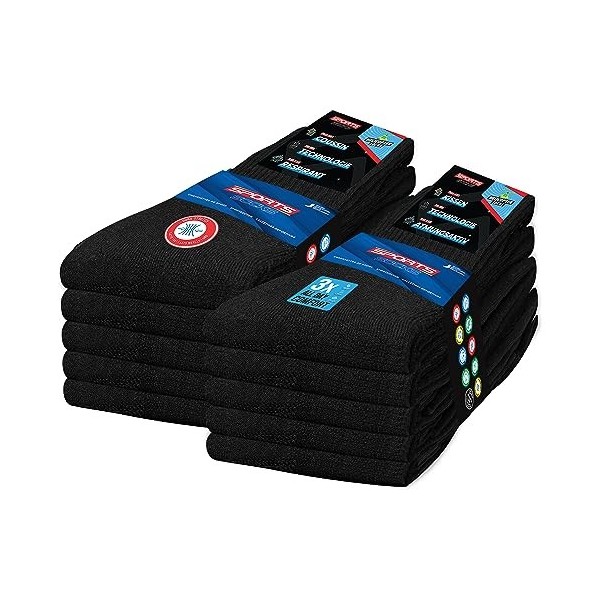 SOXCO 10 Paires Chaussettes de Sport Homme Helicopter Socks, Lot de 10 Paires EU 43-46, Blanc Solide 