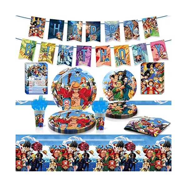 72 Pièces Décoration Anniversaires, Deco Anniversaire,Fête Anniversaires Fournitures,Bannière,Carte dinvitation,Serviette,Na