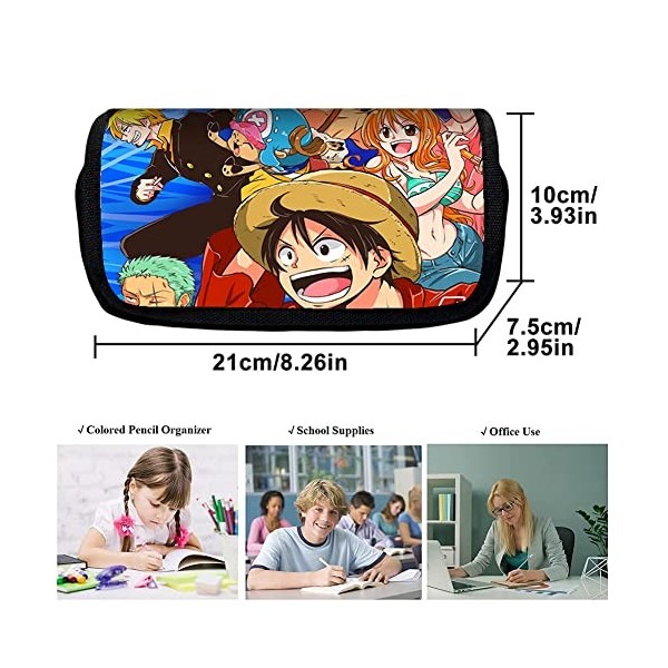 LGQHCE One Piece Trousses à Crayons Grande Capacité Étui à Crayons One Piece Sac a Crayons Enfants 3D Sac de Papeterie Trouss