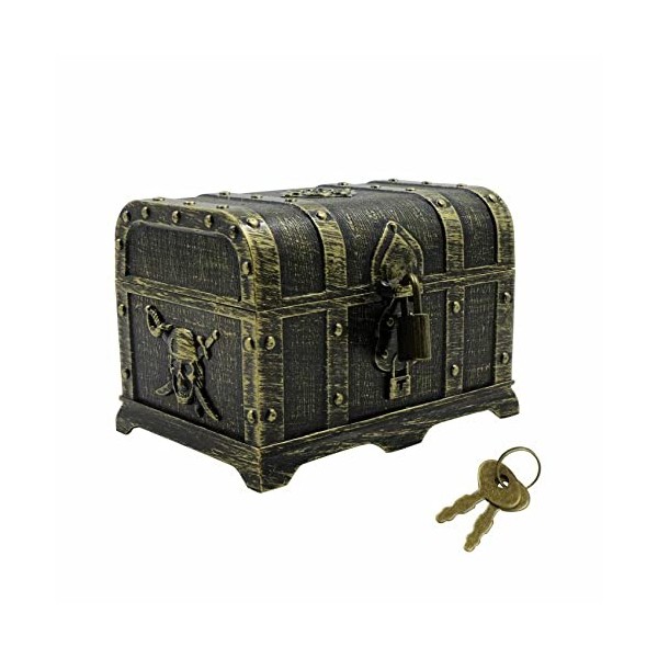 gexuamz Coffre au trésor pour enfant - Pirate - Trésor de pirate - Trésor pour chasse au trésor - Mini boîte de pirate vintag