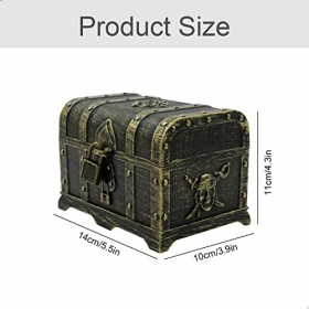 gexuamz Coffre au trésor pour enfant - Pirate - Trésor de pirate - Trésor pour chasse au trésor - Mini boîte de pirate vintag