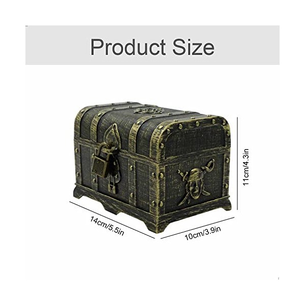 gexuamz Coffre au trésor pour enfant - Pirate - Trésor de pirate - Trésor pour chasse au trésor - Mini boîte de pirate vintag