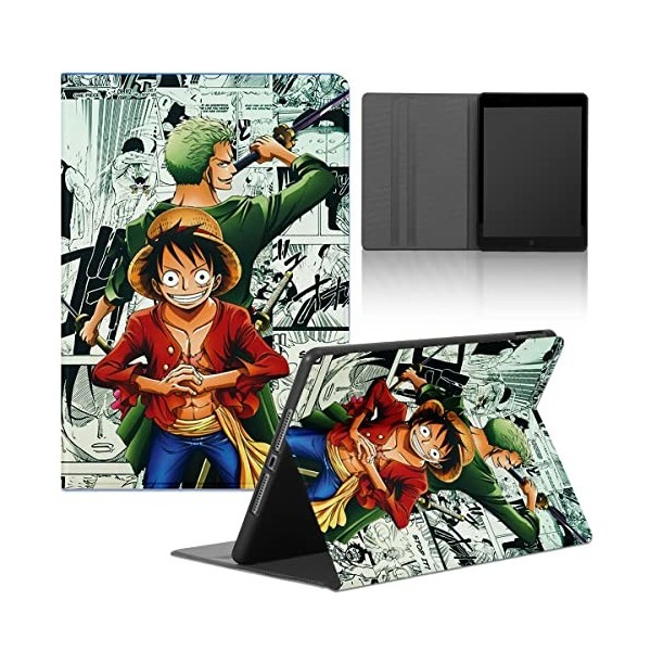 Tablet Cover pour Apple iPad Air 2 9.7 Coque Luffy Gear 5 Nika Ace Zoro Anime Étui Housse de Protection Ultra Fin en Cuir P