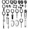 Kakonia 25 Pcs Boucles d’oreilles Pendantes pour Hommes en Acier Inoxydable Hoop Boucles d’oreilles Pendantes Croix Boucle d’