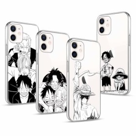 4 Pièces Coque pour Apple iPhone 12 mini 5.4, Animé One Piece Luffy Zoro Gear 5 Sun God Nika avec Transparent Protection Et