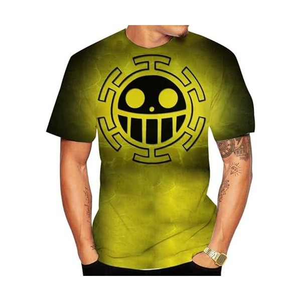 Anime Pattern T-Shirt Homme T-Shirts Unis à Col V Homme Demi-Manches Minces De Couleur Unie Haut Confort Chemise à Bas Extens