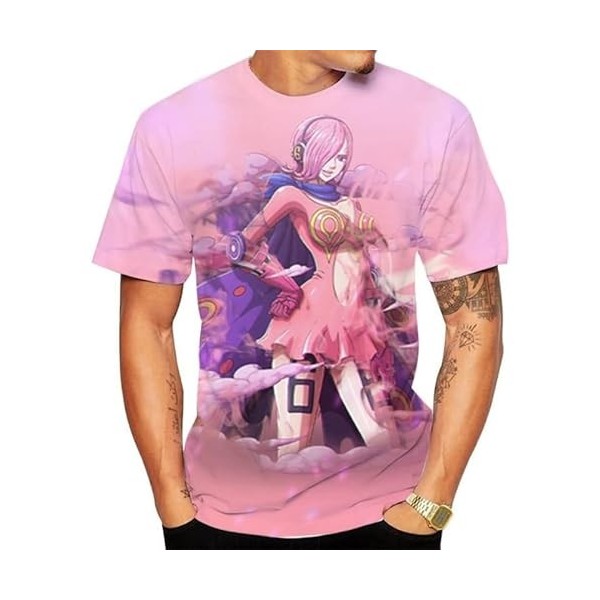 Anime Pattern T-Shirt Homme T-Shirts Unis à Col V Homme Demi-Manches Minces De Couleur Unie Haut Confort Chemise à Bas Extens