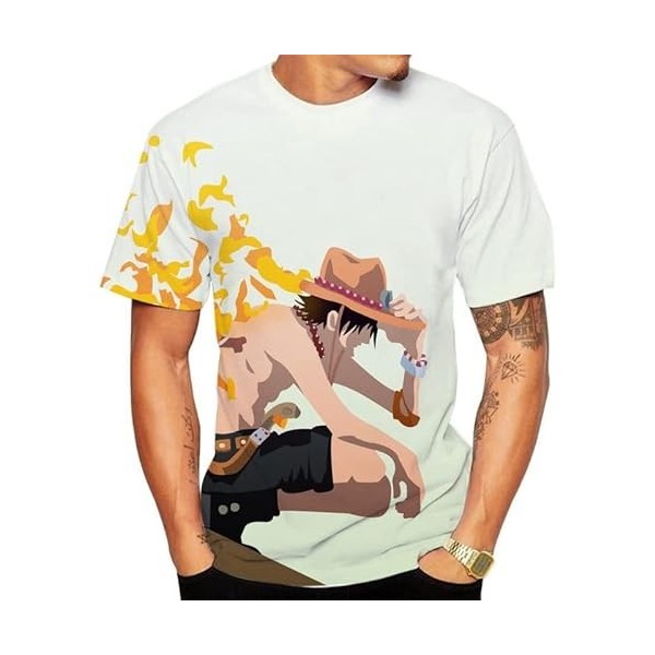 Anime Pattern T-Shirt Homme T-Shirts Unis à Col V Homme Demi-Manches Minces De Couleur Unie Haut Confort Chemise à Bas Extens