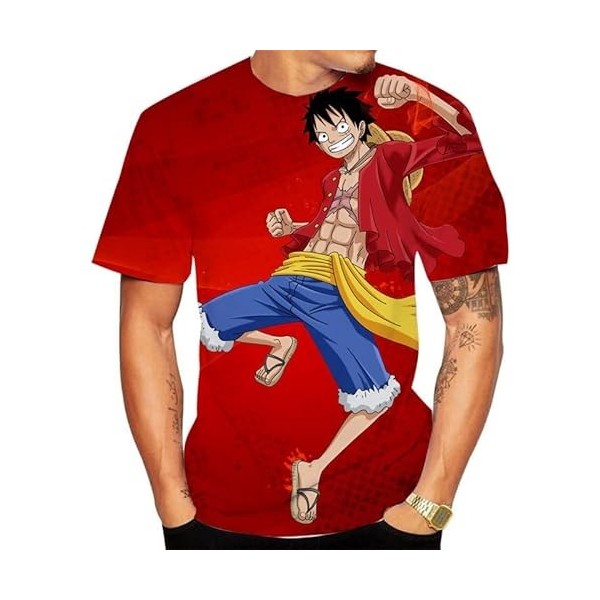 Anime Pattern T-Shirt Homme T-Shirts Unis à Col V Homme Demi-Manches Minces De Couleur Unie Haut Confort Chemise à Bas Extens