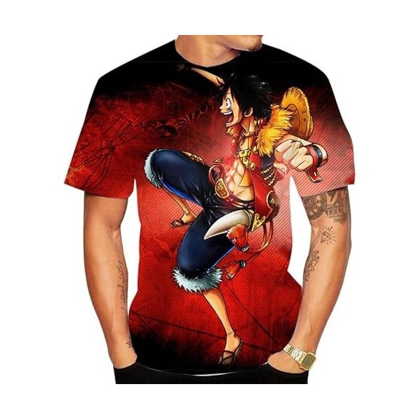 Anime Pattern T-Shirt Homme T-Shirts Unis à Col V Homme Demi-Manches Minces De Couleur Unie Haut Confort Chemise à Bas Extens