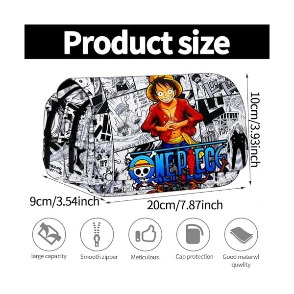 OneePiece Trousse à Crayons, Luuffy Crayon Sacs Grande Capacité Étui à Crayons Papeterie des Gamins Sac 3D Imprimée Trousse à