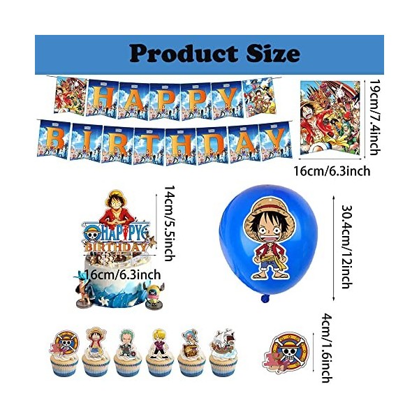 YGCHEN Décoration Anniversaire pour One Piece Latex Ballons pour One Piece Décorations de Gâteaux Happy Birthday Banner Anniv