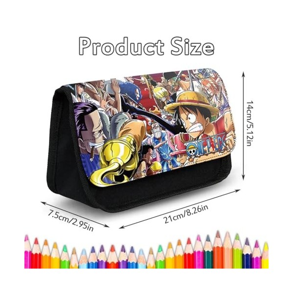 CBOSNF Anime Trousse à Crayons de One Piece Grande Capacité étudiants Papeterie Luffy Organisateur Multicouches Étui à Crayon