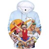 OLIPHEE Garçon One Piece Sweat à Capuche Impression 3D Couleur Pull Japonais Anime Luffy Ace Hoodie Pullover HZ-19743 L