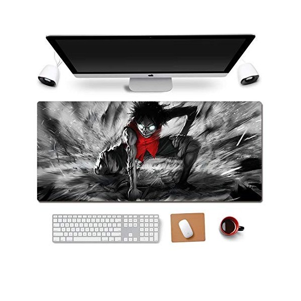 Tapis de Souris One Piece 900x400mm Tapis de Souris XXL Multifonction Gaming Mousepad XXL Grand sous Main, Anime Souris 3mm B